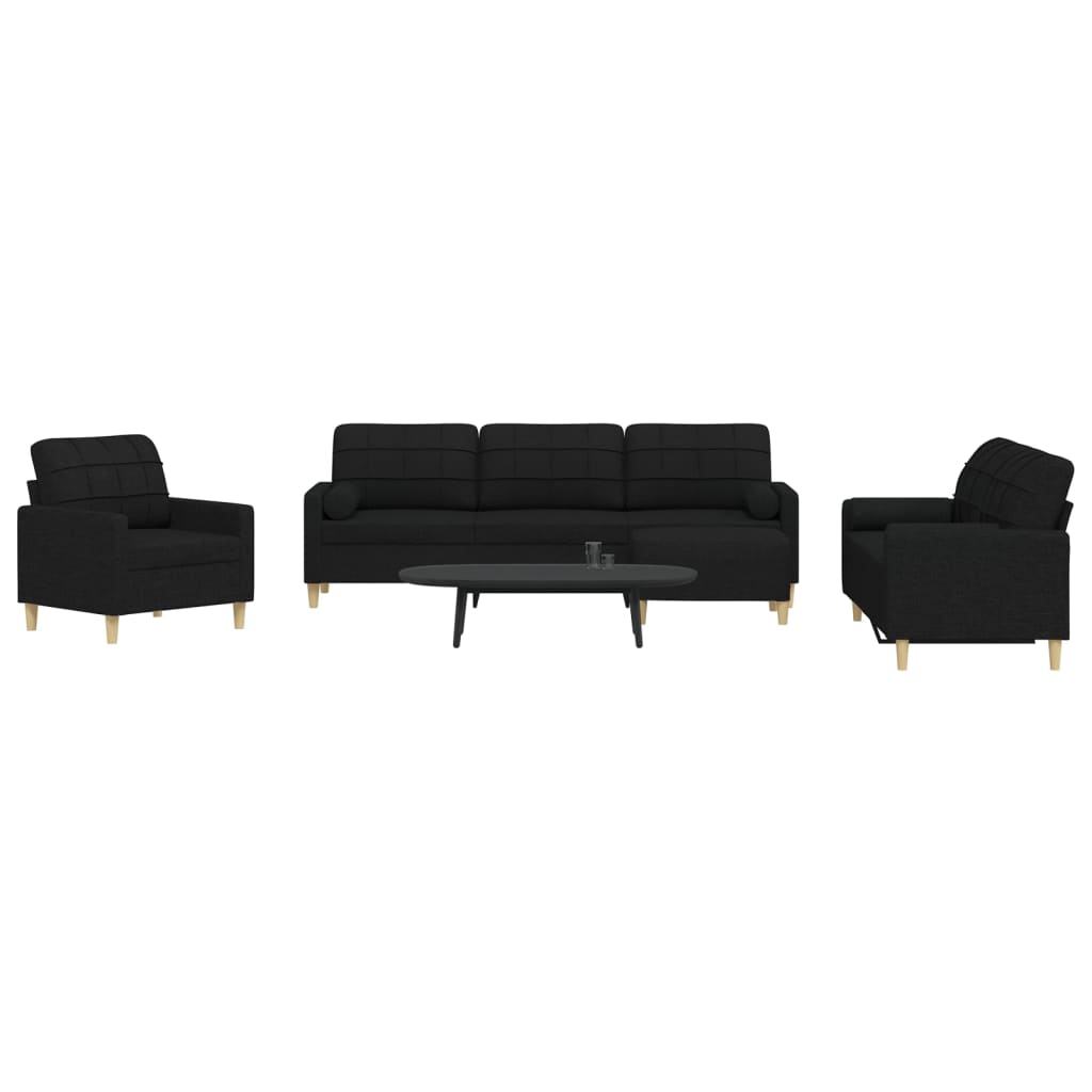 Sofasæt 4 Dele Med Fodskammel Og Pyntepuder Stof