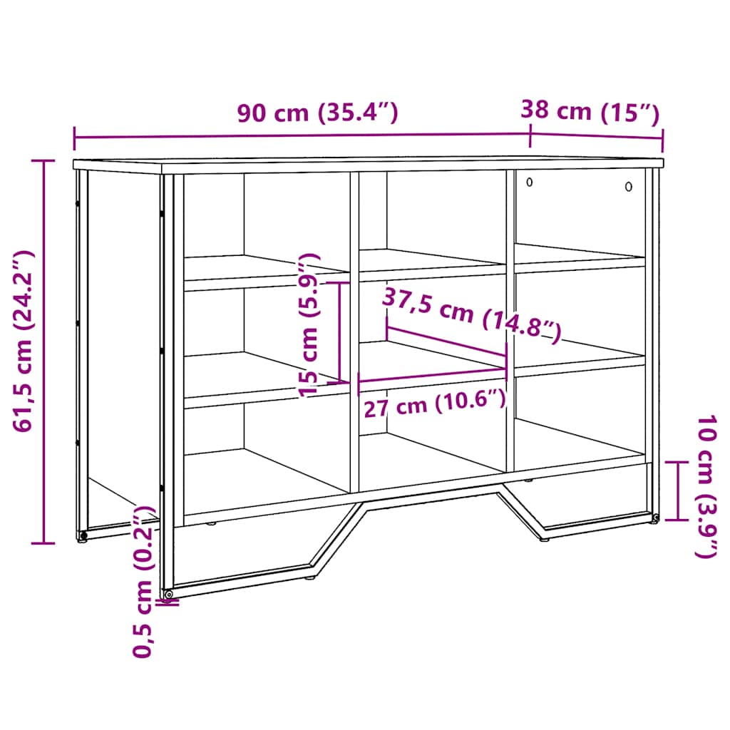 Skoreol 90X38X45,5 Cm Konstrueret Træ Sort