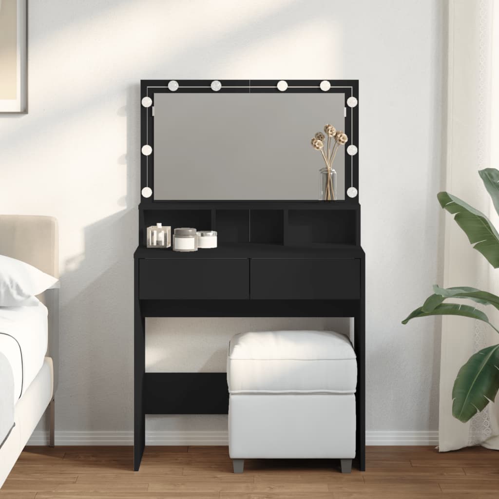 Makeupbord Med Led-Lys 80X41X134,5 Cm Brun