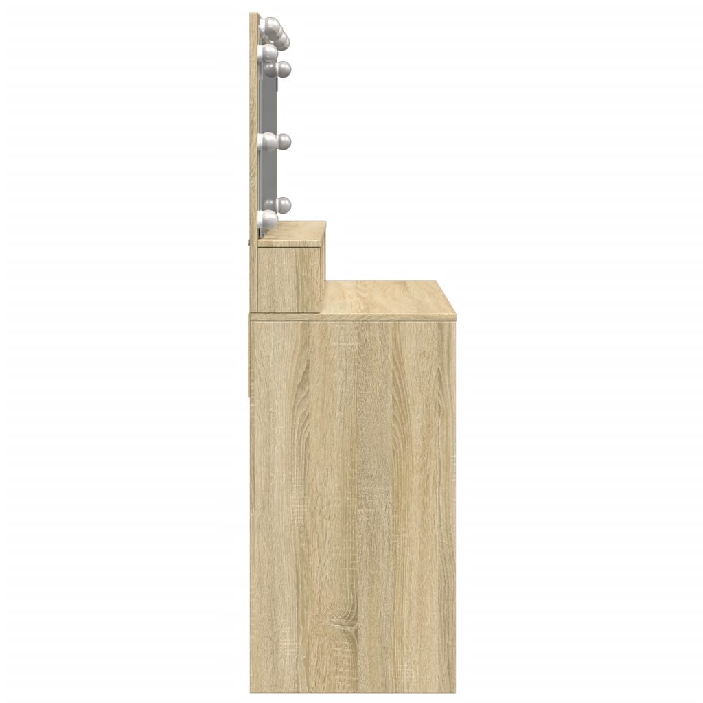 Makeupbord Med Led-Lys 80X41X134,5 Cm Brun