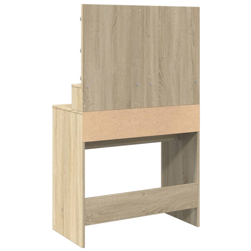 Makeupbord Med Led-Lys 80X41X134,5 Cm Brun