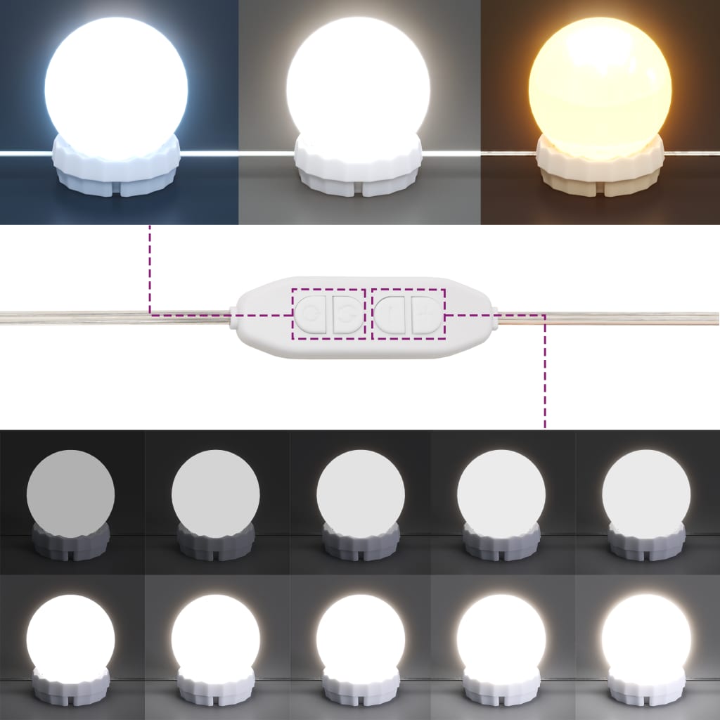 Makeupbord Med Led-Lys 80X41X134,5 Cm Brun