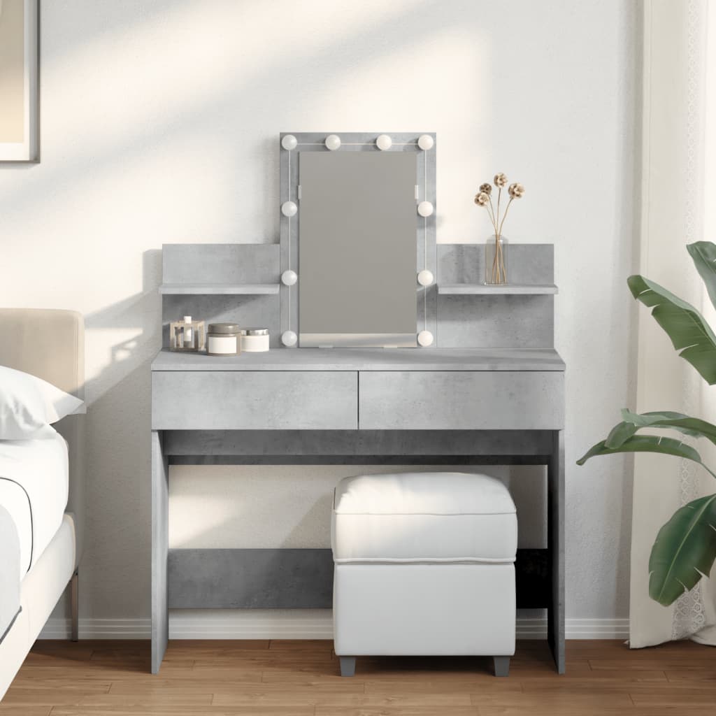 Makeupbord Med Led-Lys 100X40X130 Cm Brun