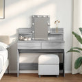 Makeupbord Med Led-Lys 100X40X130 Cm Brun