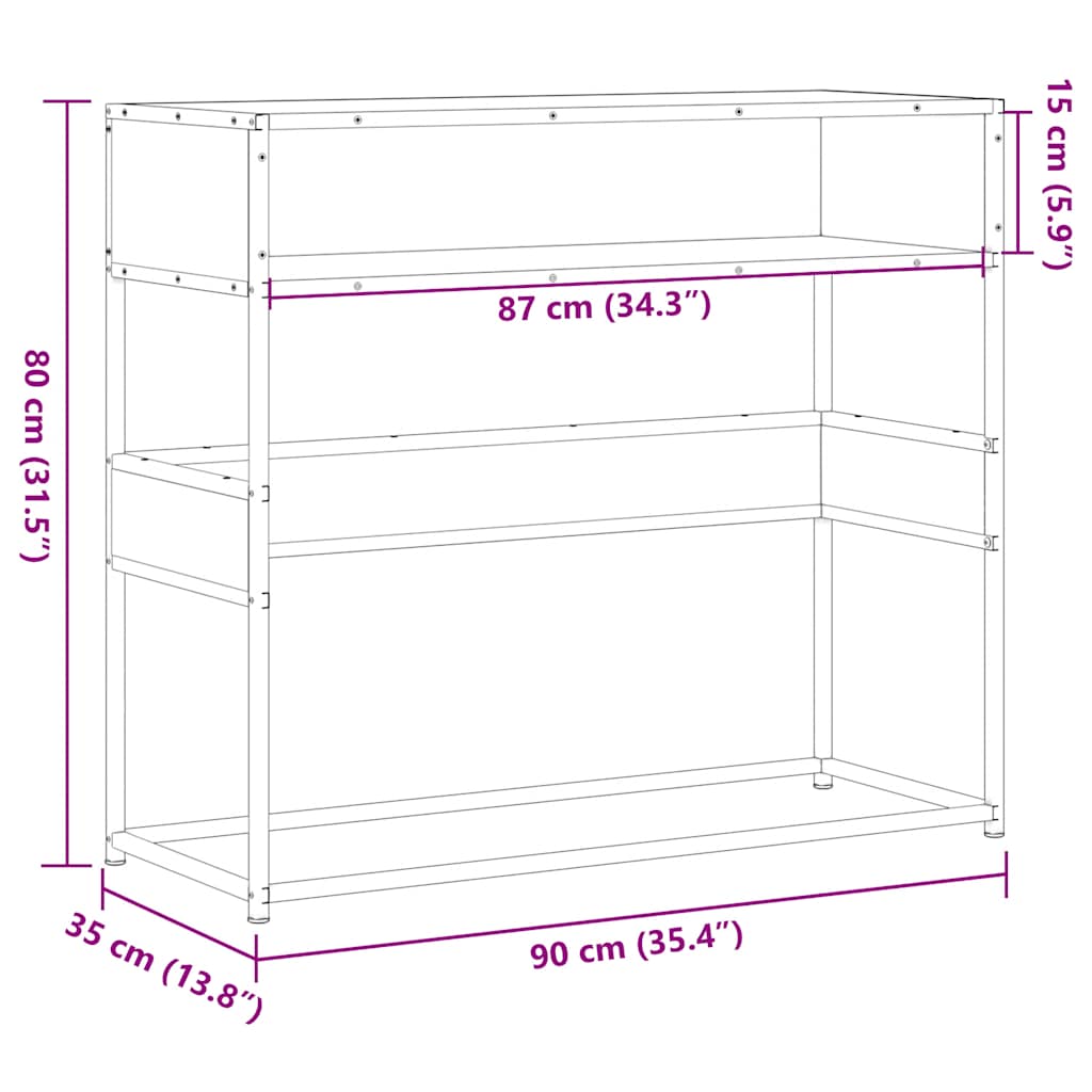 Konsolbord 90X35X80 Cm Konstrueret Træ Etræsfarve