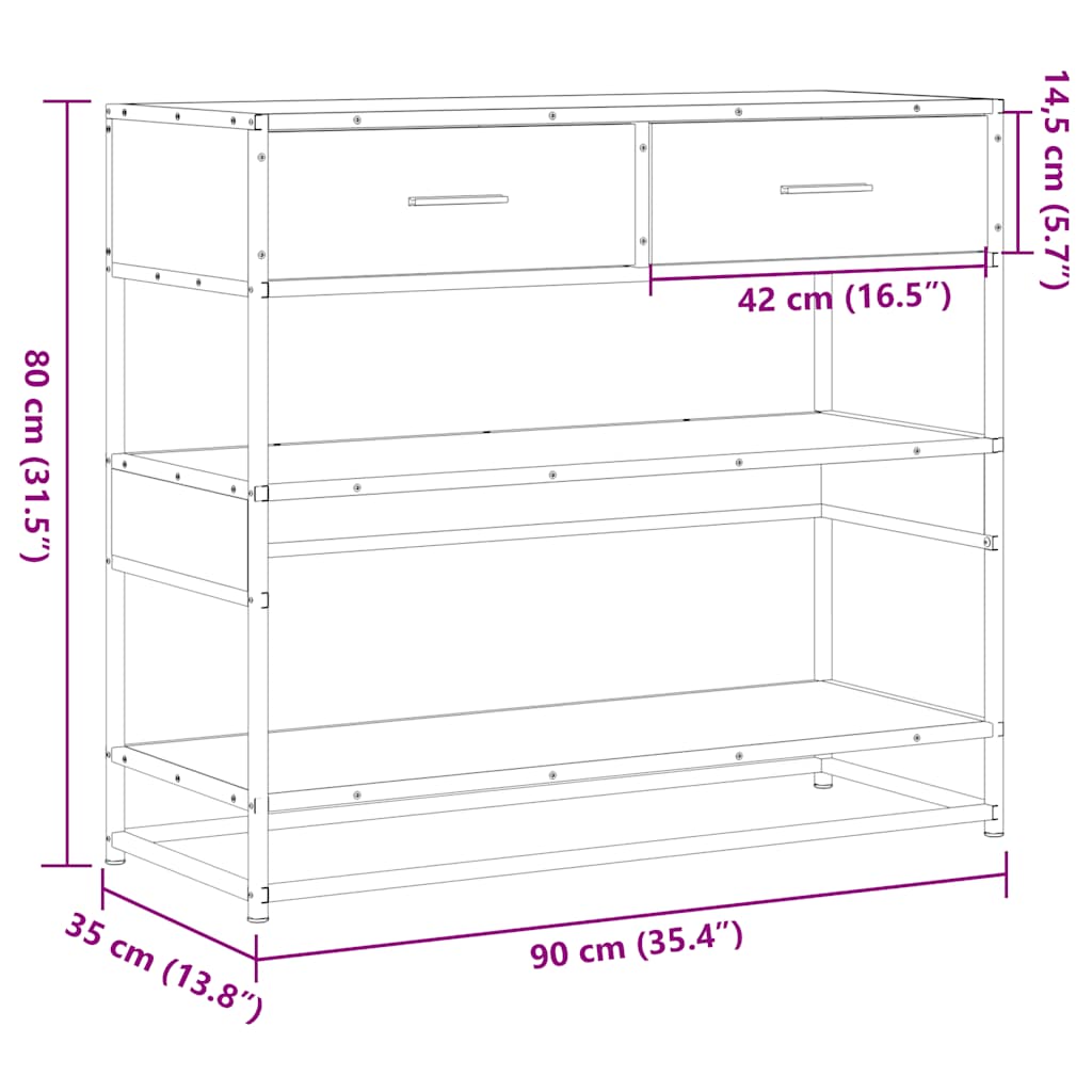 Konsolbord 90X35X80 Cm Konstrueret Træ