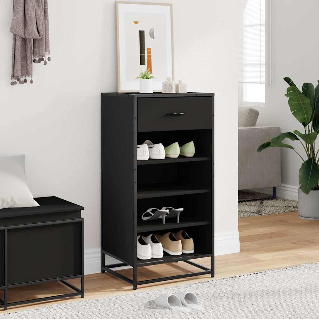 Skostativ 48X38X97,5 Cm Konstrueret Træ Sort