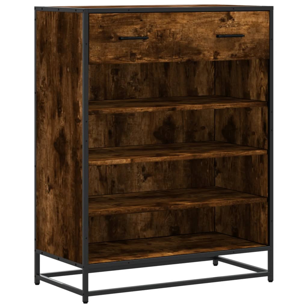 Skoskab 75X38X97,5 Cm Konstrueret Træ Og Metal Etræ Røget Eg