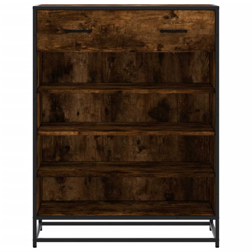 Skoskab 75X38X97,5 Cm Konstrueret Træ Og Metal Etræ Røget Eg