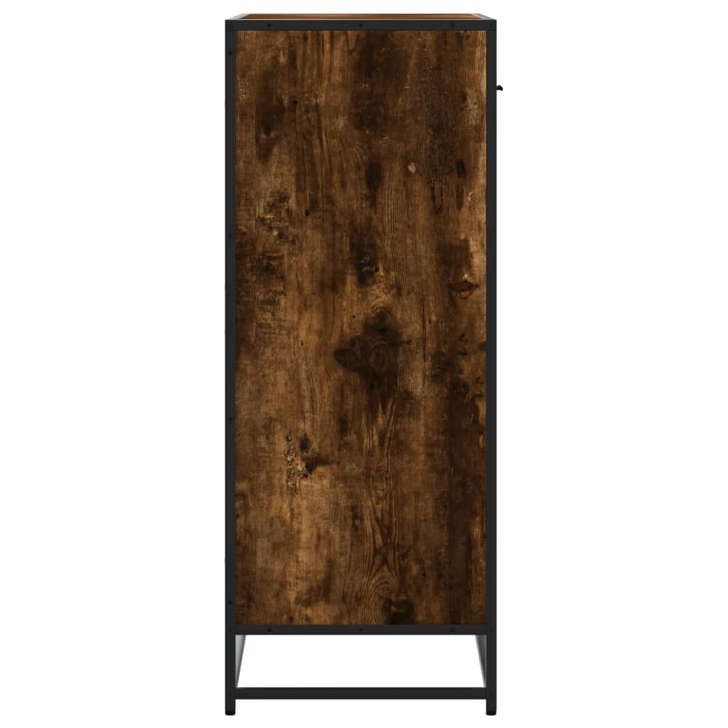 Skoskab 75X38X97,5 Cm Konstrueret Træ Og Metal Etræ Røget Eg