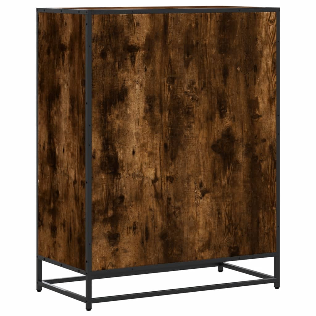 Skoskab 75X38X97,5 Cm Konstrueret Træ Og Metal Etræ Røget Eg