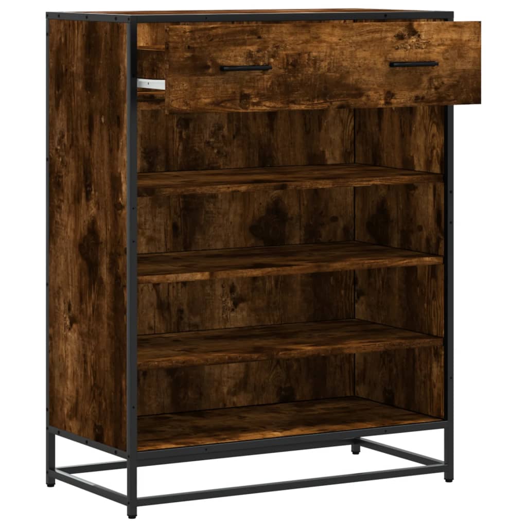 Skoskab 75X38X97,5 Cm Konstrueret Træ Og Metal Etræ Røget Eg