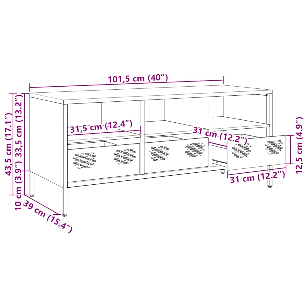 Tv-Bord 101,5X39X43,5 Cm Koldvalset Stål