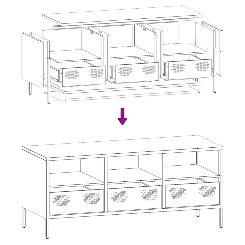 Tv-Bord 101,5X39X43,5 Cm Koldvalset Stål