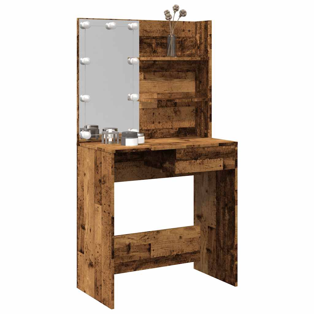 Makeupbord Med Led-Lys 74,5X40X141 Cm Kunsteg
