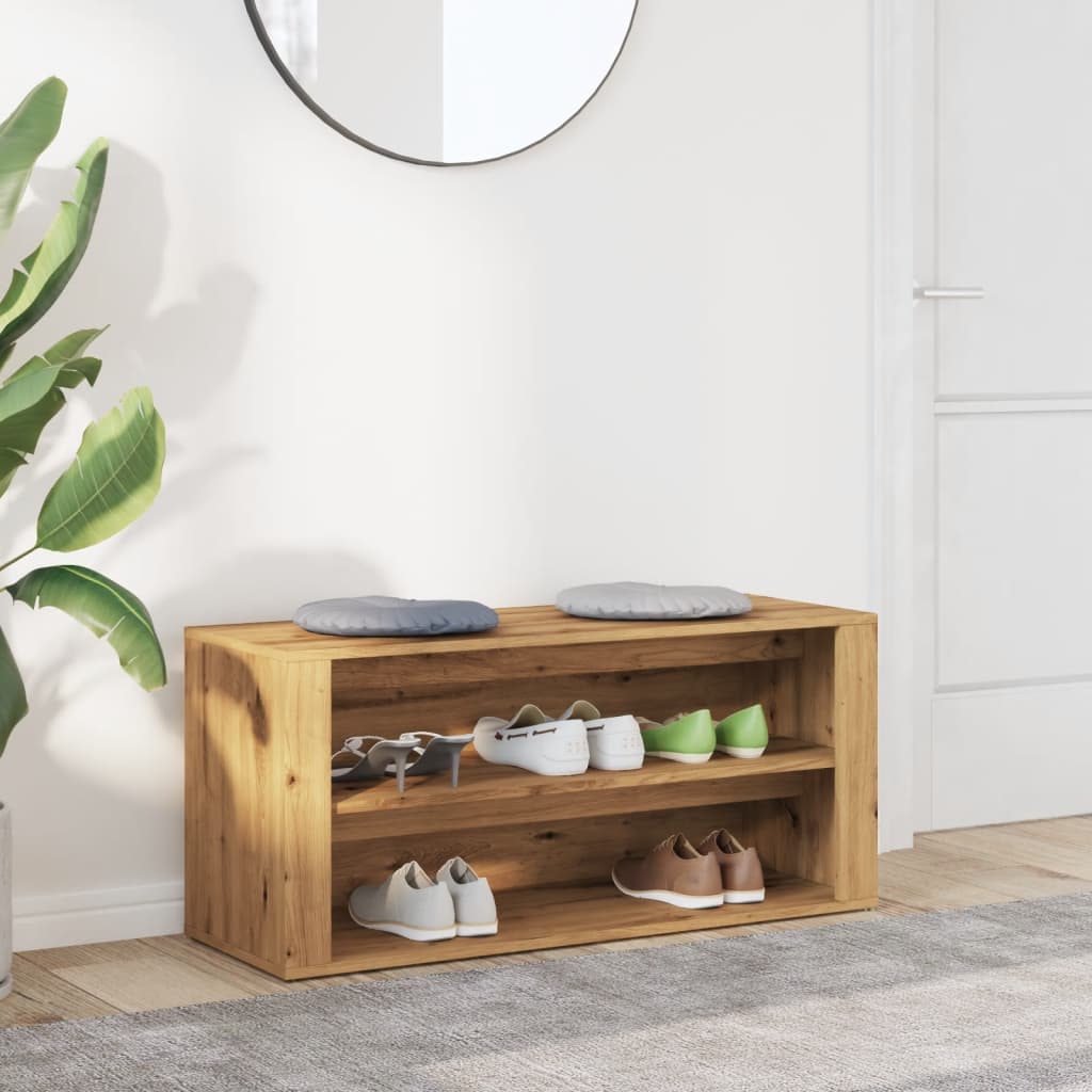 Skobænk 100X35X45 Cm Konstrueret Træ Kunsteg Artisan Eg