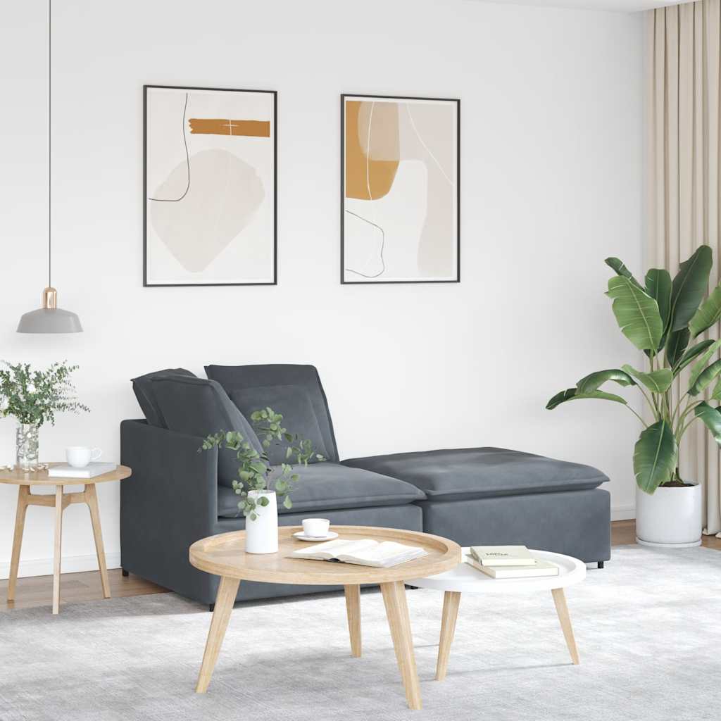 Modulsofa Med Fodskammel Og Hynder Fløjl