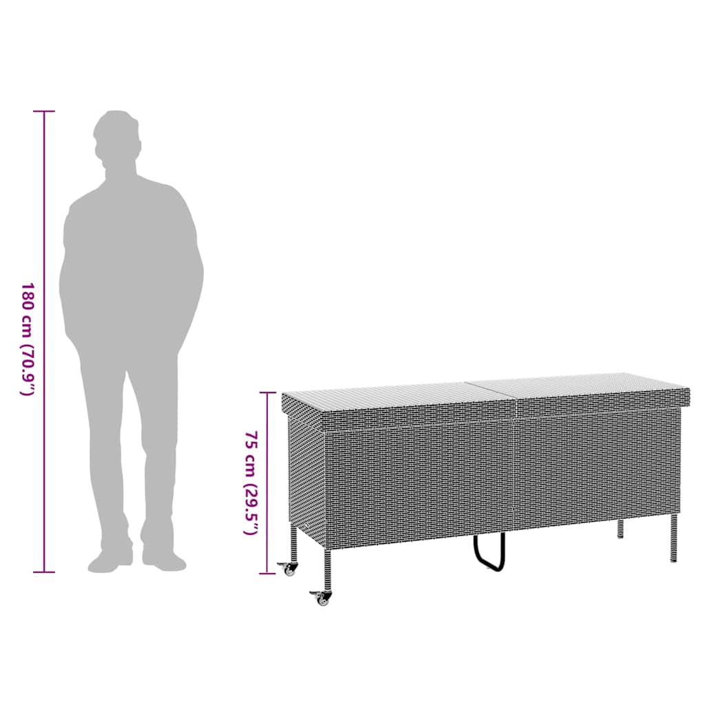 Opbevaringsboks Med Hjul Polyrattan