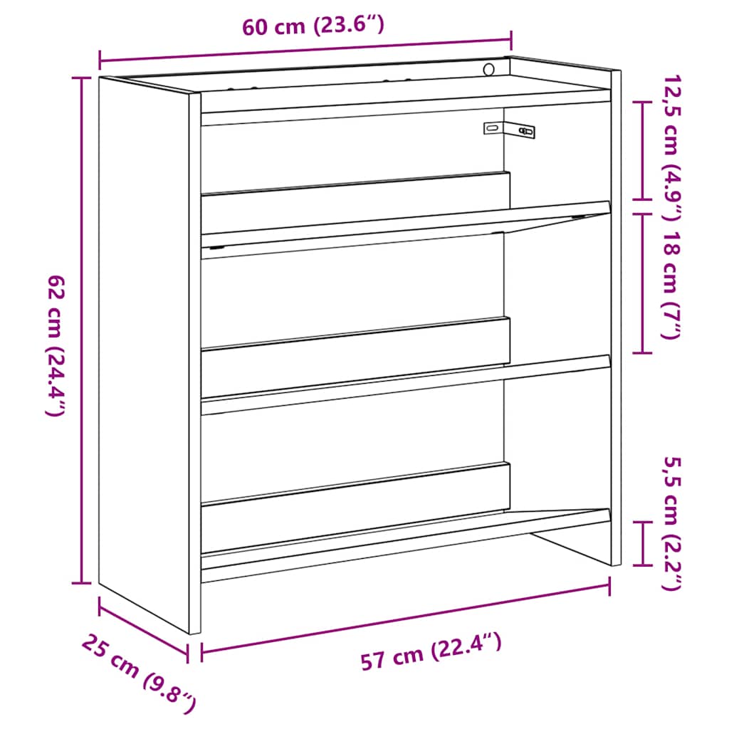 Skoreol 60X25X Konstrueret Træ Hvid