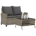 2-Personers Sofa Med Hynder Og Bord Polyrattan