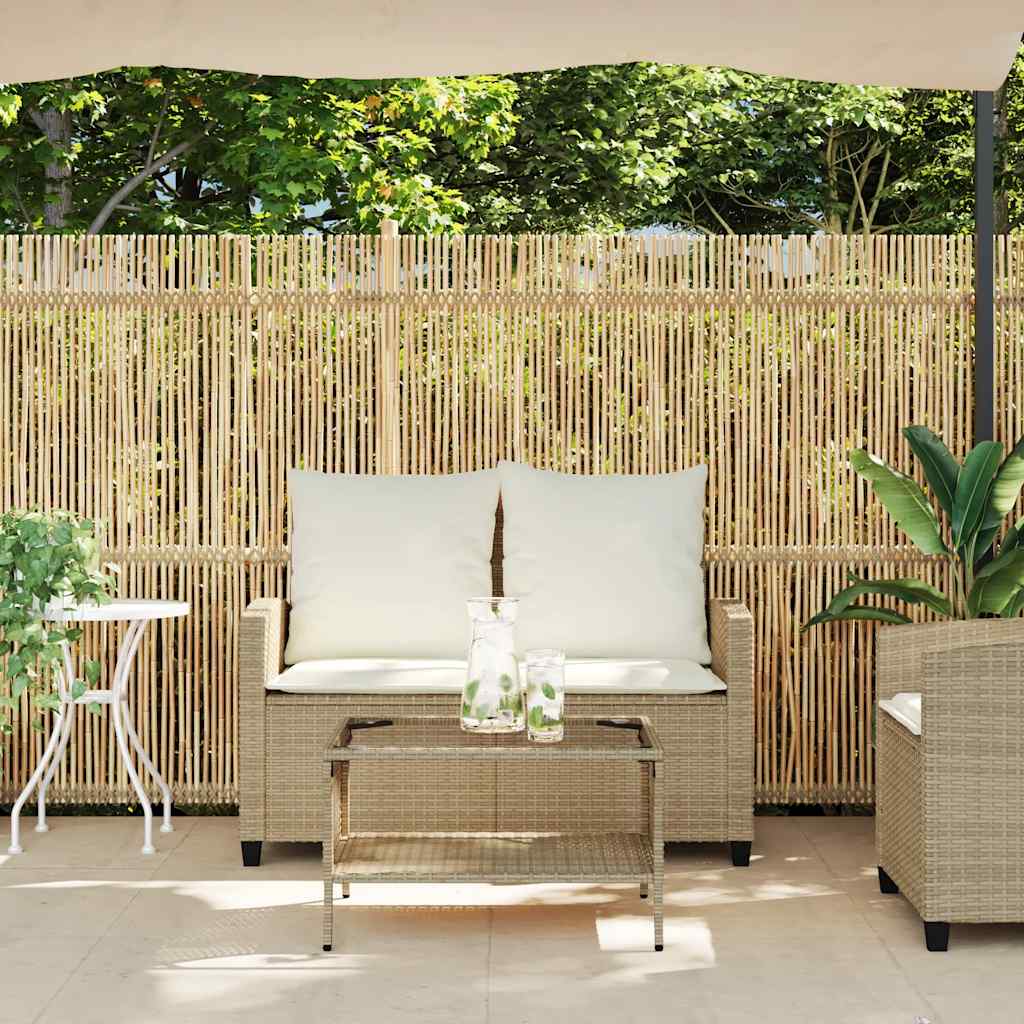 2-Personers Sofa Med Hynder Og Bord Polyrattan