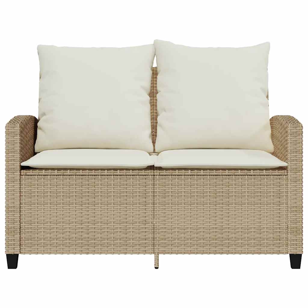 2-Personers Sofa Med Hynder Og Bord Polyrattan