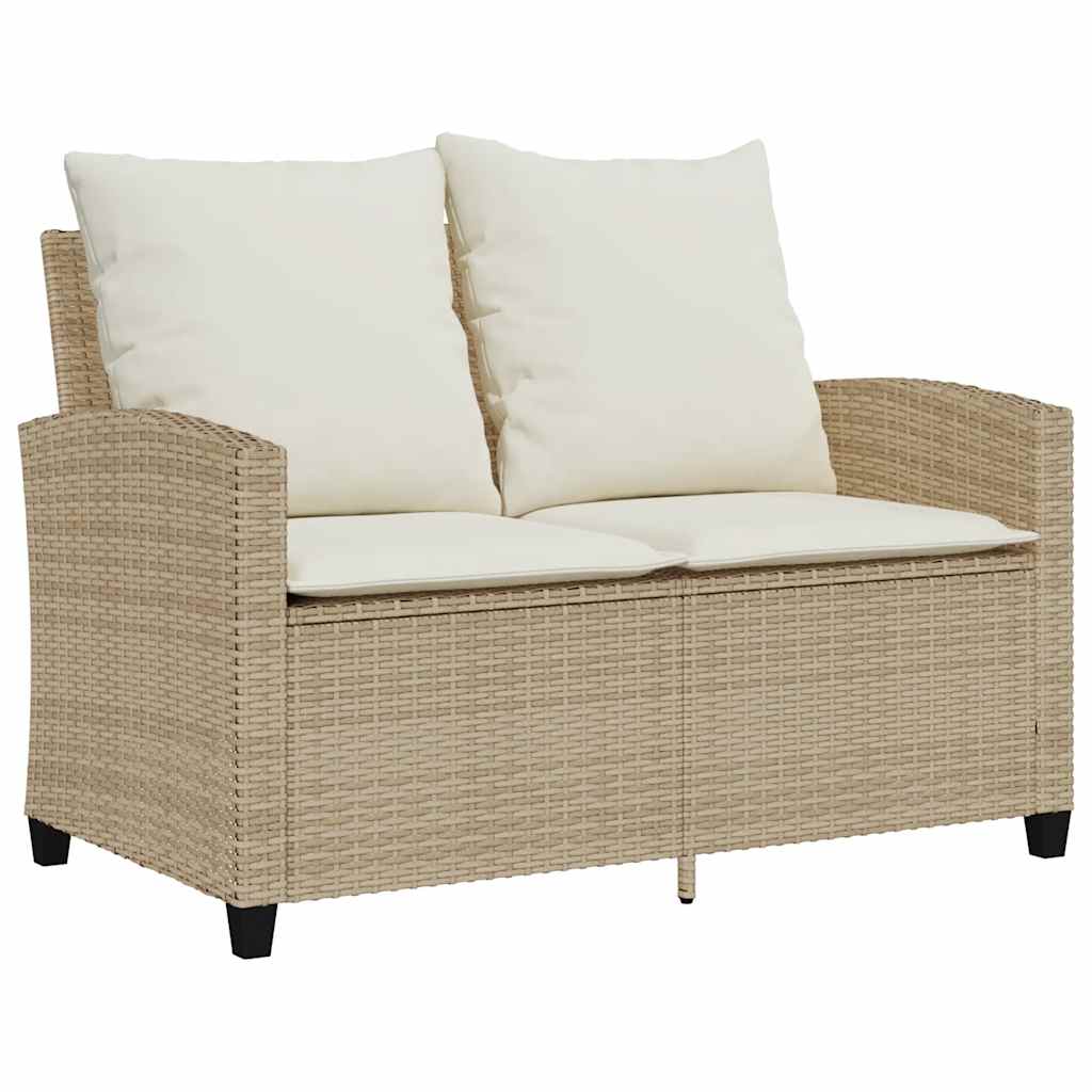 2-Personers Sofa Med Hynder Og Bord Polyrattan