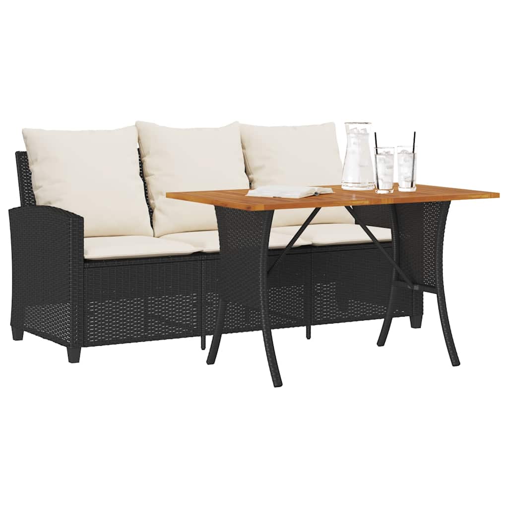 3-Personers Sofa Med Hynder Og Bord Polyrattan