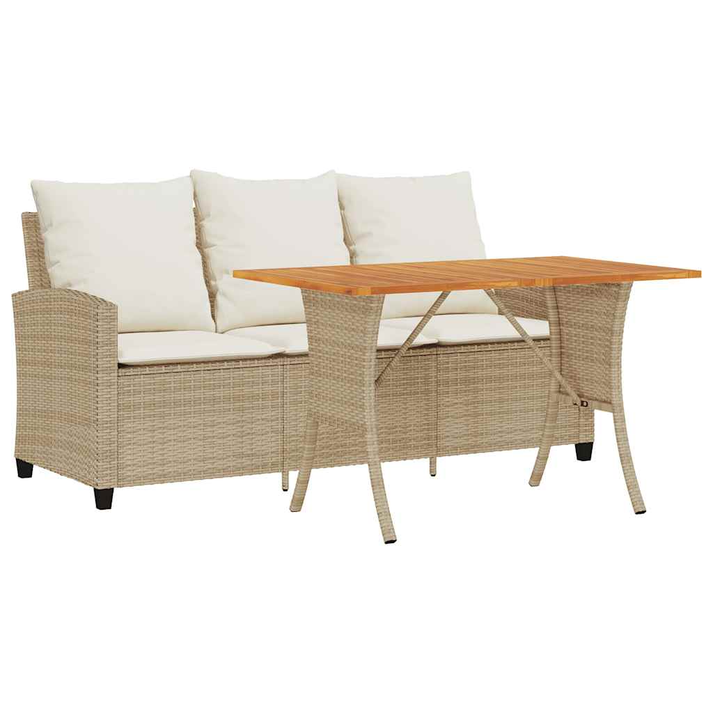 3-Personers Sofa Med Hynder Og Bord Polyrattan
