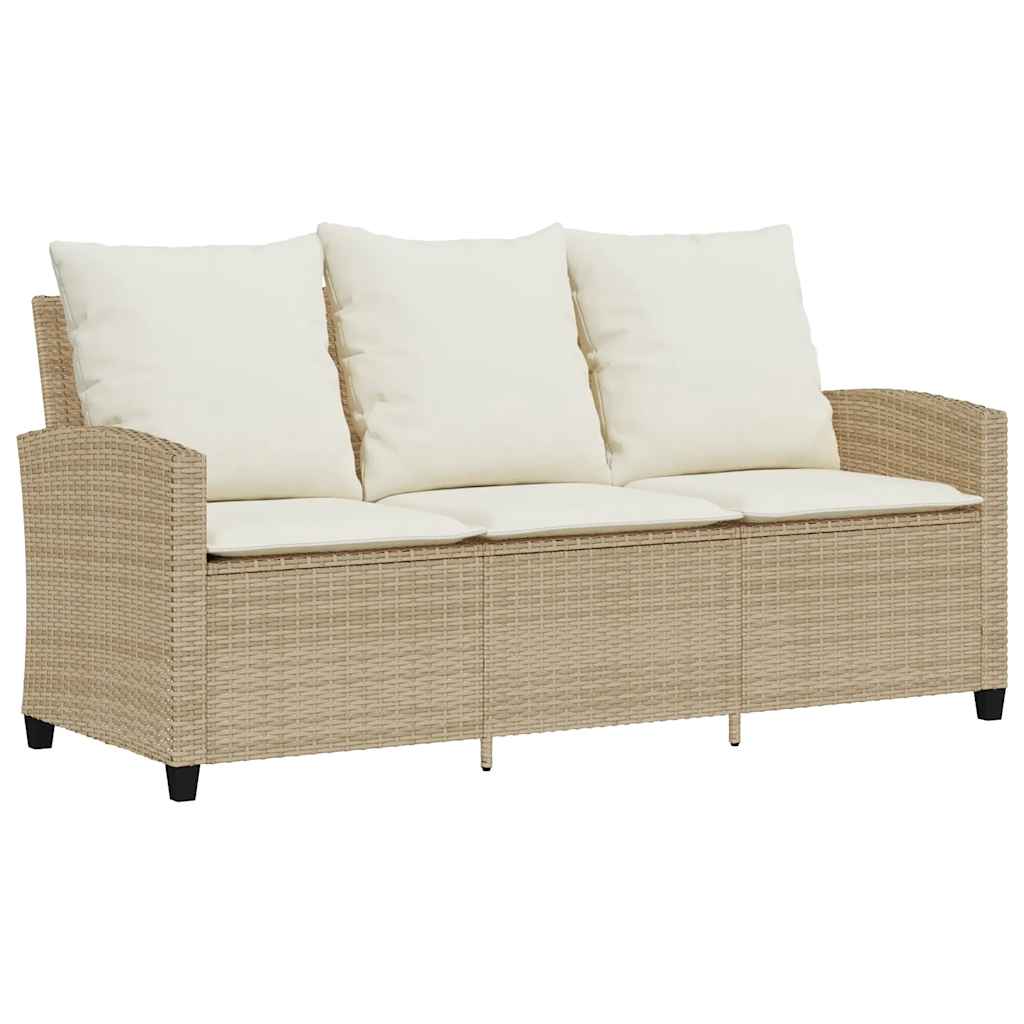 3-Personers Sofa Med Hynder Og Bord Polyrattan