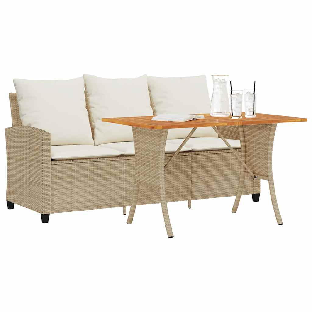 3-Personers Sofa Med Hynder Og Bord Polyrattan