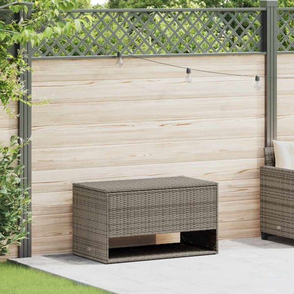 Udendørs hyndeboks i grå polyrattan (100x55x55,5 cm)