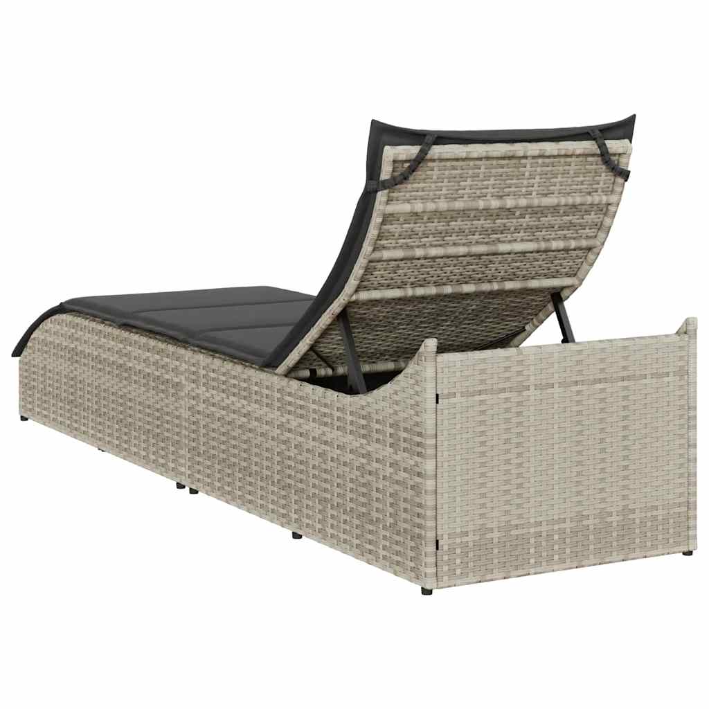 Sammenklappelig Solseng Med Hynde Og Opbevaring Polyrattan