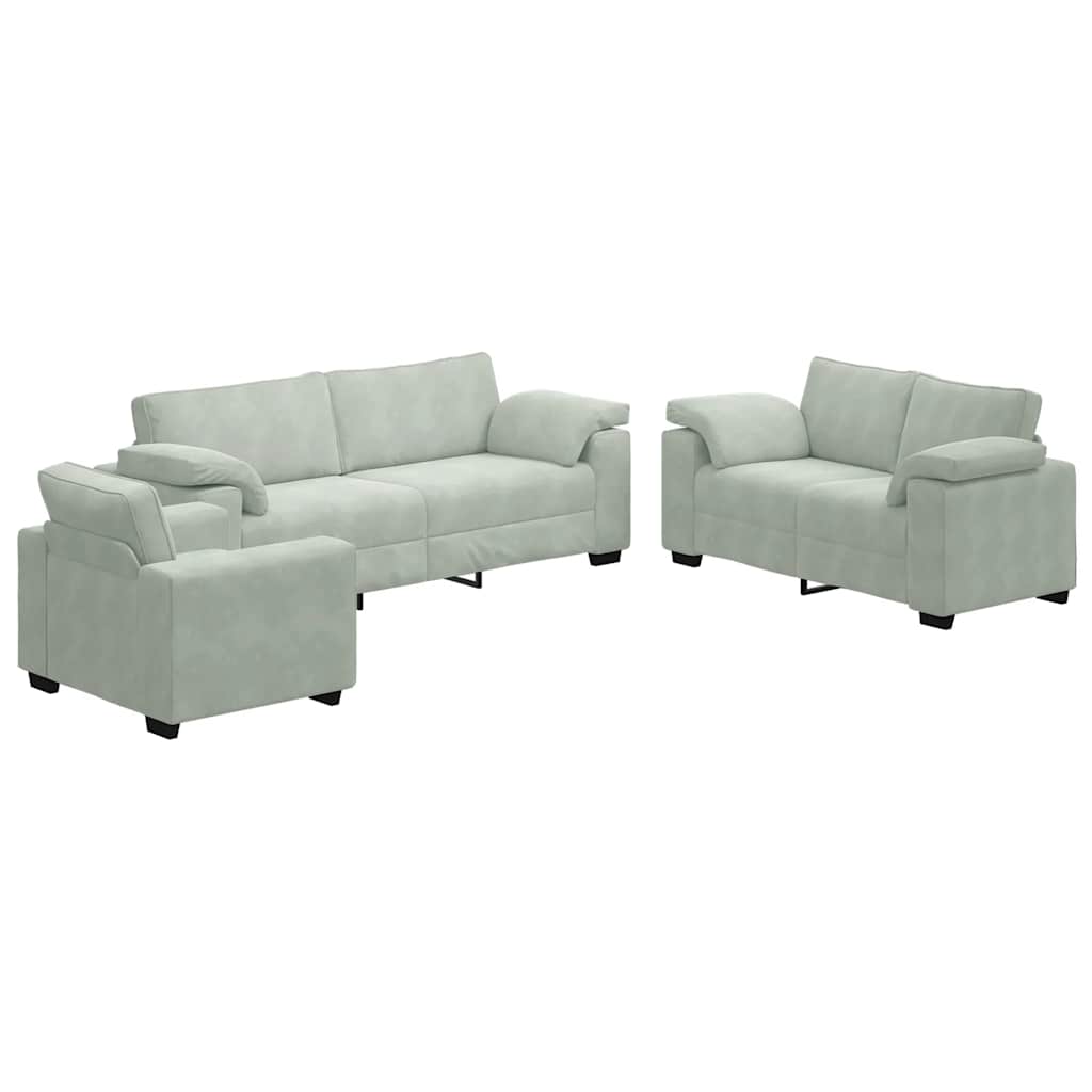 Sofasæt 3 Dele Med Hynder Velour