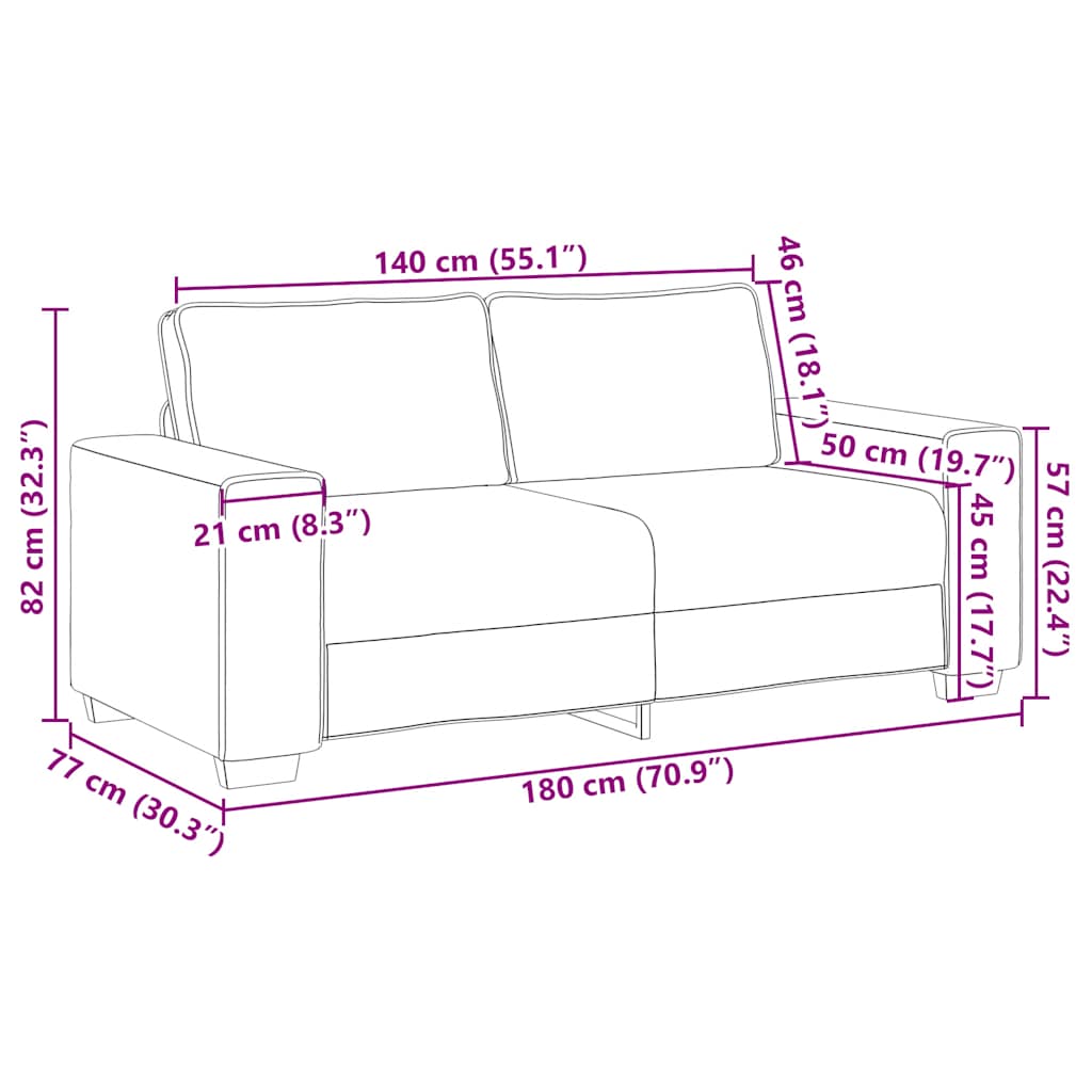 2-Personers Sofa 180X77X82 Cm Hør