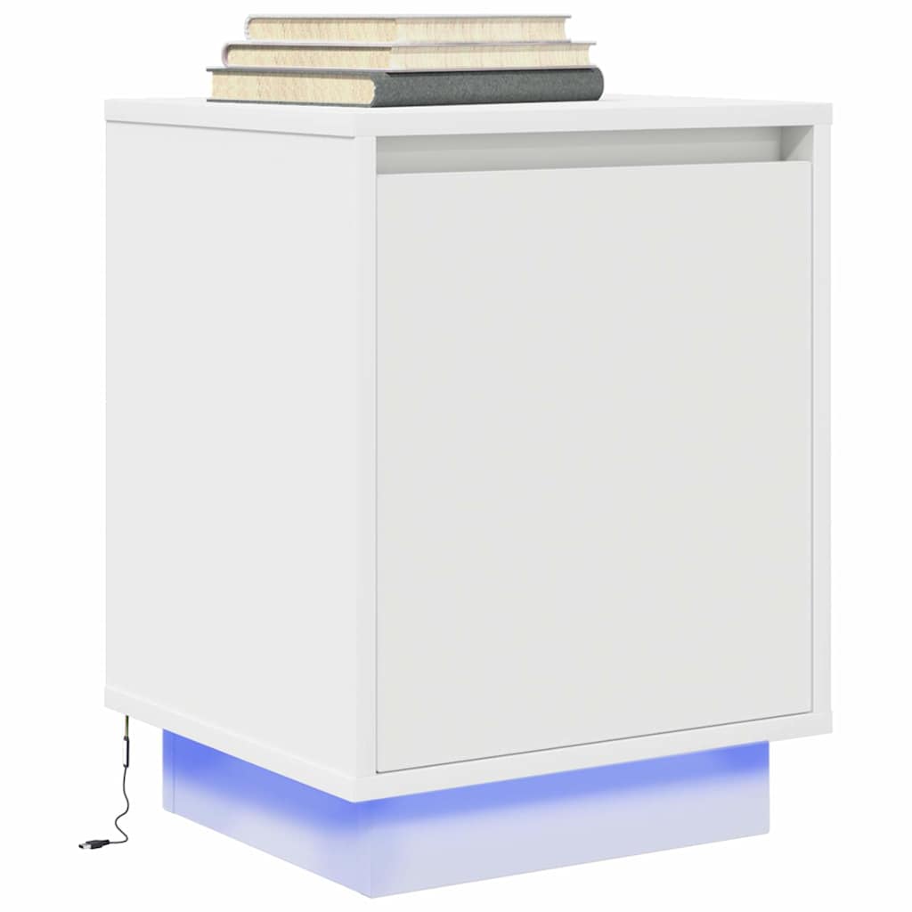 Sengeskabe 2 Stk. Med Led-Lys 38X34X50 Cm Etræsfarve