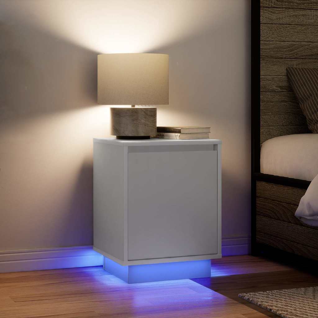 Sengeskabe 2 Stk. Med Led-Lys 38X34X50 Cm Etræsfarve