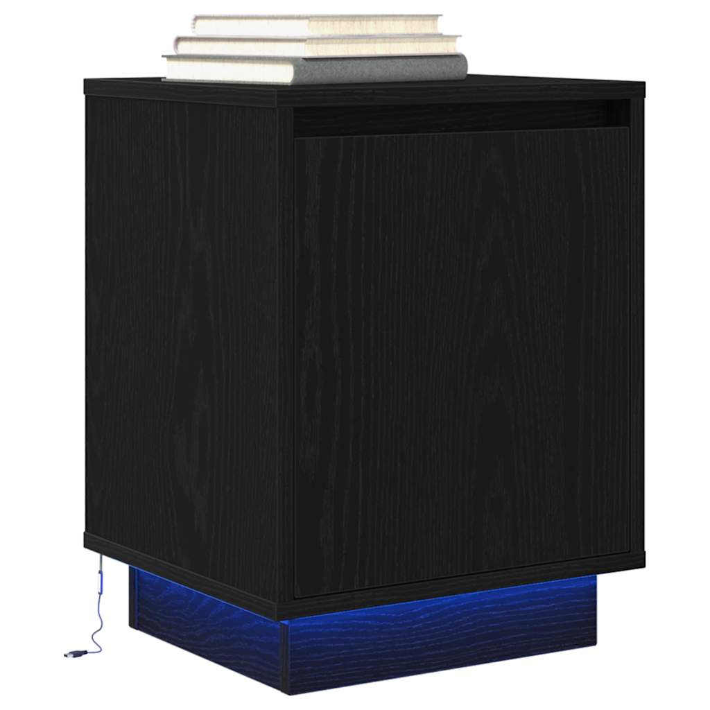 Sengeskabe 2 Stk. Med Led-Lys 38X34X50 Cm Etræsfarve