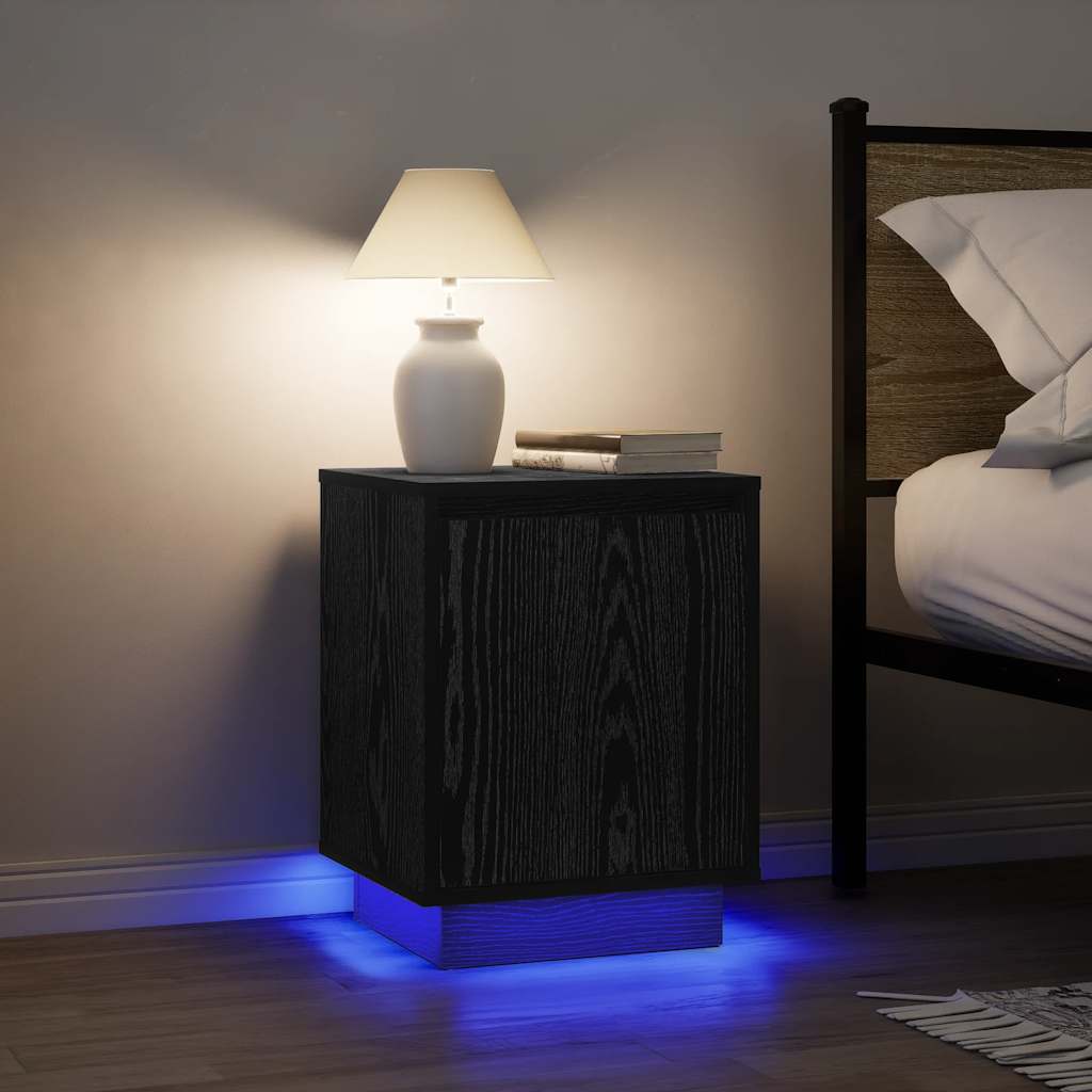 Sengeskabe 2 Stk. Med Led-Lys 38X34X50 Cm Etræsfarve