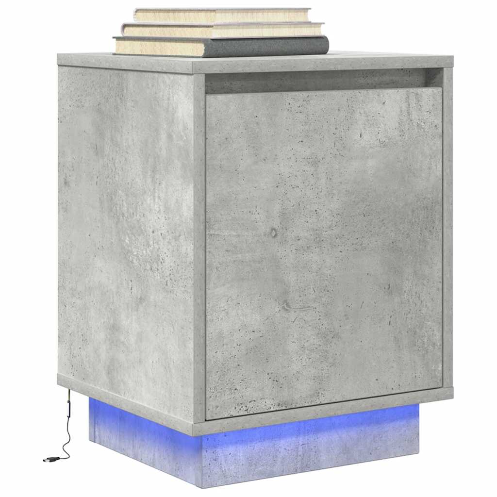 Sengeskabe 2 Stk. Med Led-Lys 38X34X50 Cm Etræsfarve