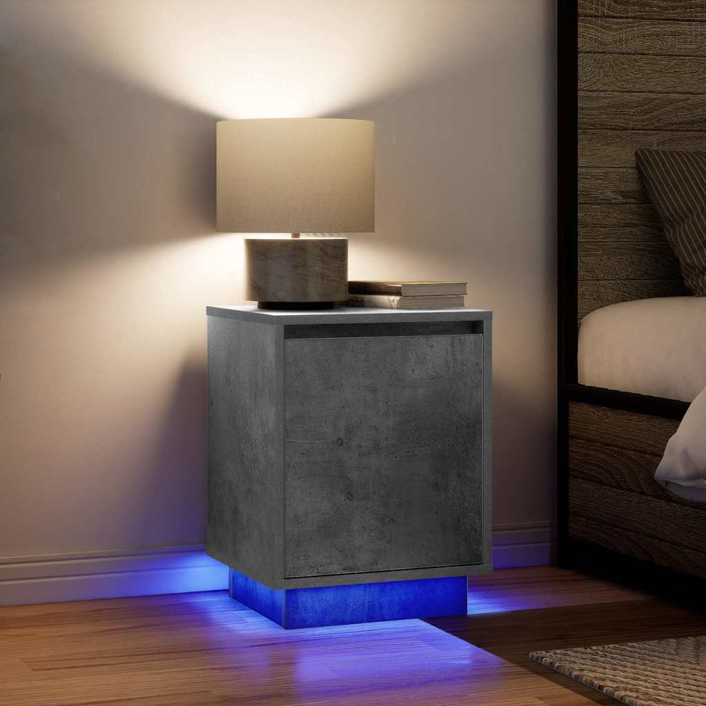 Sengeskabe 2 Stk. Med Led-Lys 38X34X50 Cm Etræsfarve