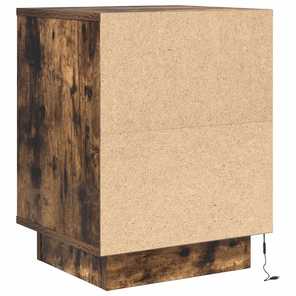 Sengeskabe 2 Stk. Med Led-Lys 38X34X50 Cm Etræsfarve