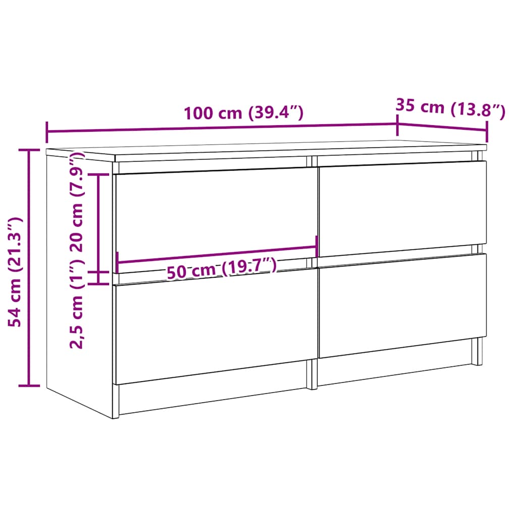 Tv-Bord 100X35X54 Cm Konstrueret Træ