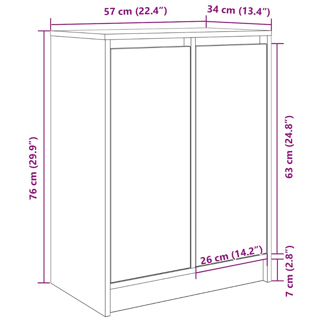 Skoreol 57X34X76 Cm Konstrueret Træ Etræsfarve Brun Eg