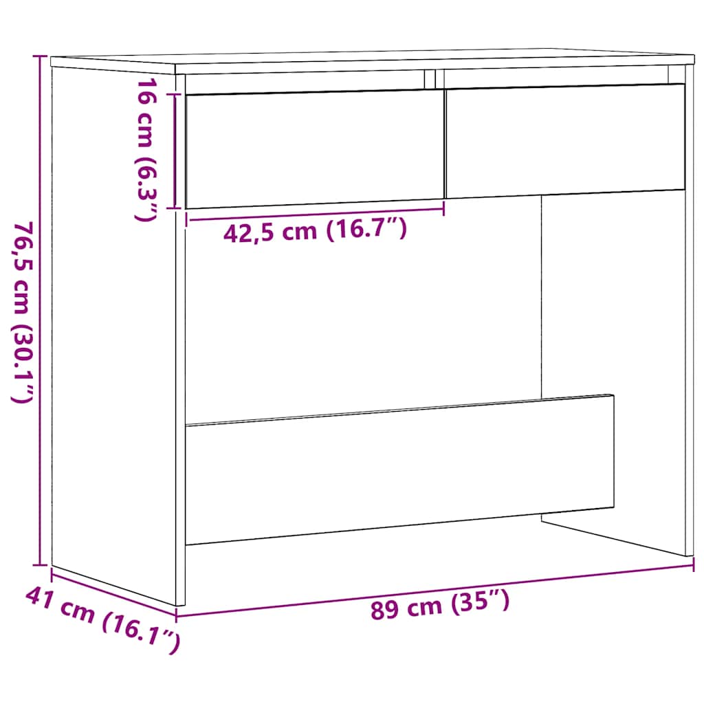 Konsolbord 89X41X76,5 Cm Konstrueret Træ Etræsfarve