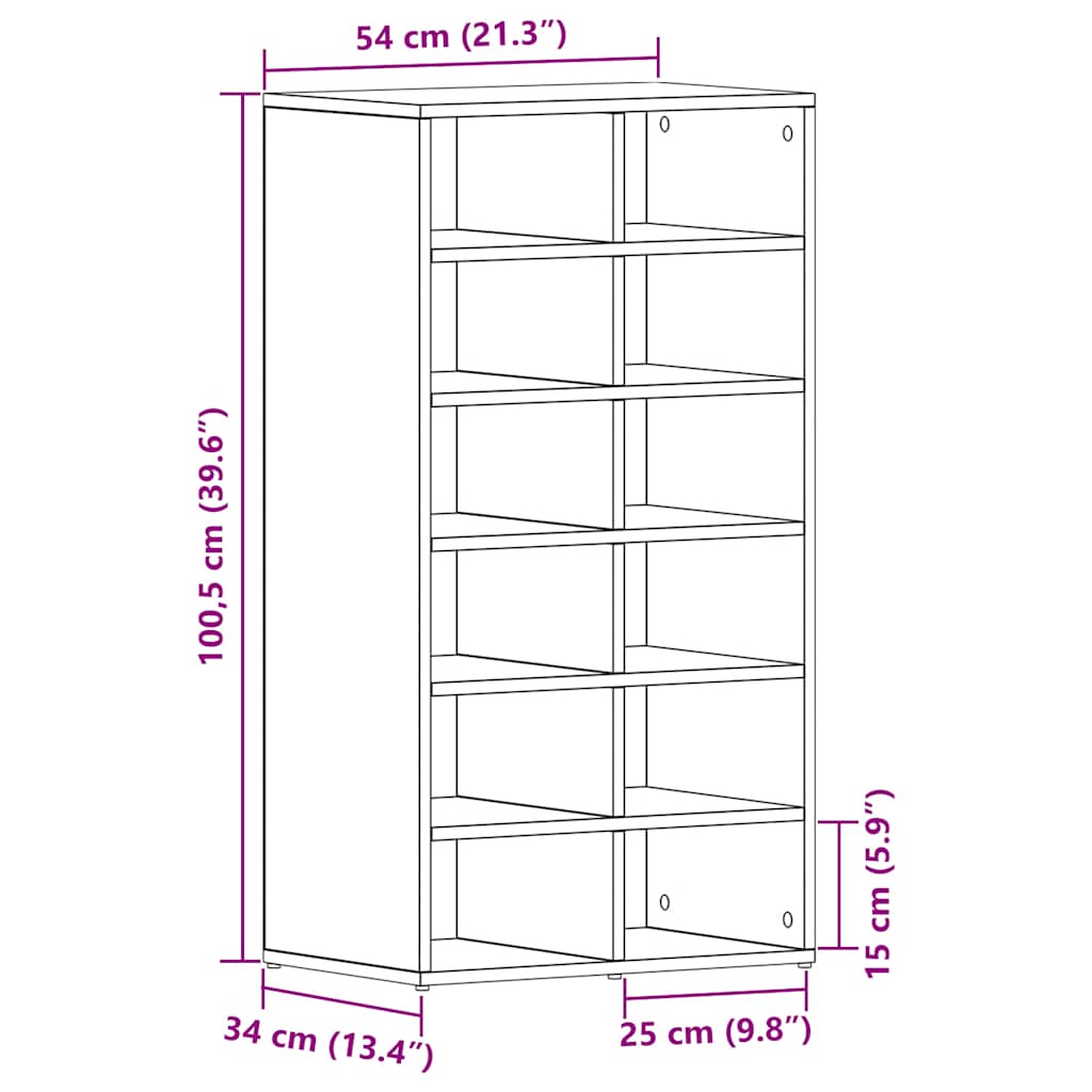 Skoreol 54X34X100,5 Cm Konstrueret Træ Etræsfarve Sort Eg