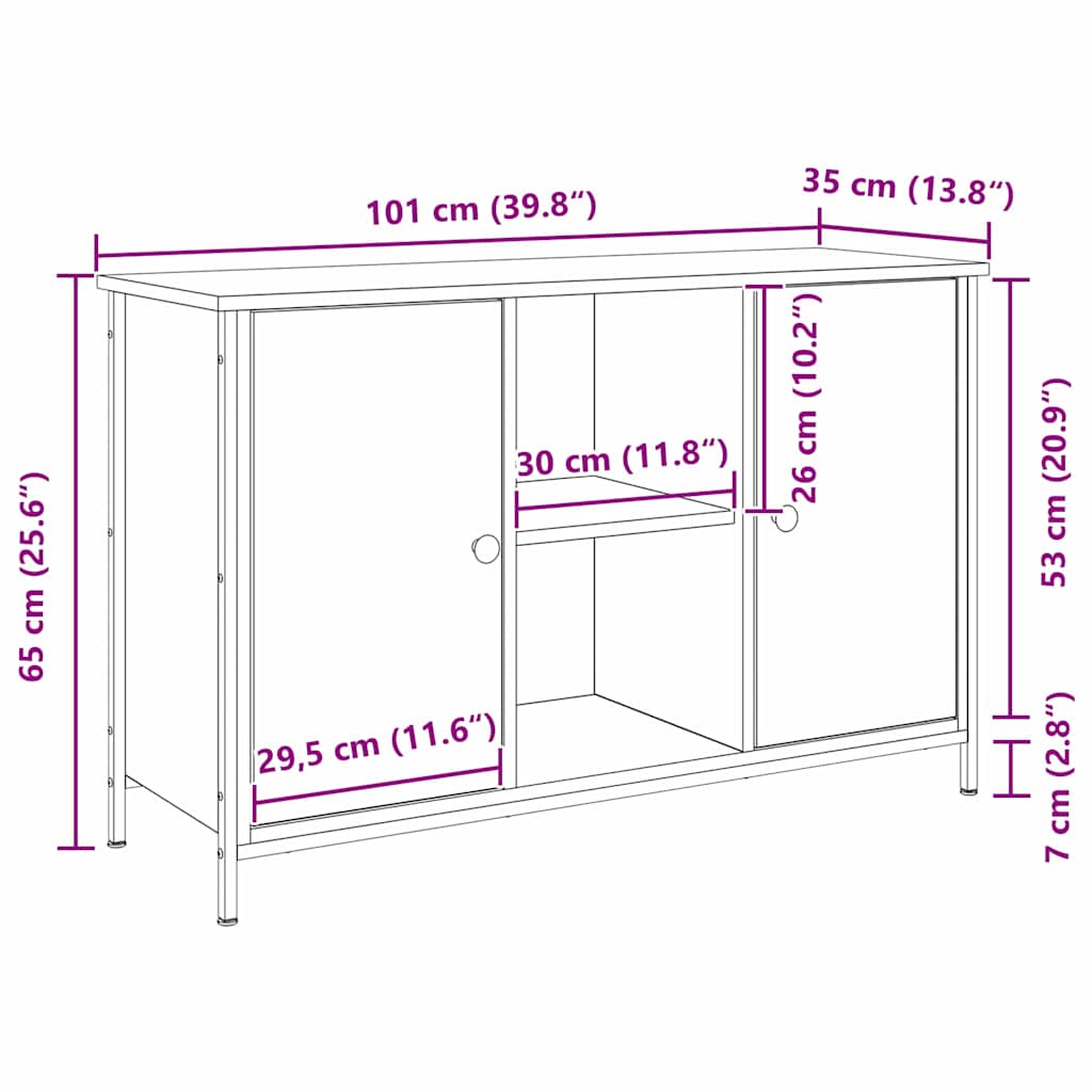 Tv-Møbelsæt 101 X 35 X 65 Cm Konstrueret Træ
