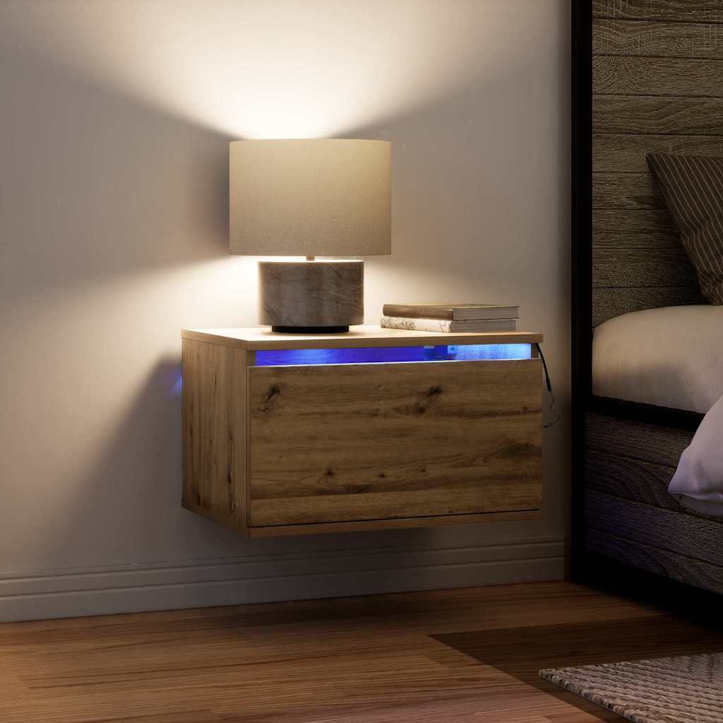 Vægmonteret Natbord 2 Stk. Etræ 50 X 36 X 30 Cm