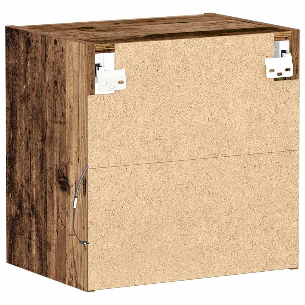 Flydende Hylde Med Led Lys Med Hylde Brun 40 X 28,5 X 40 Cm