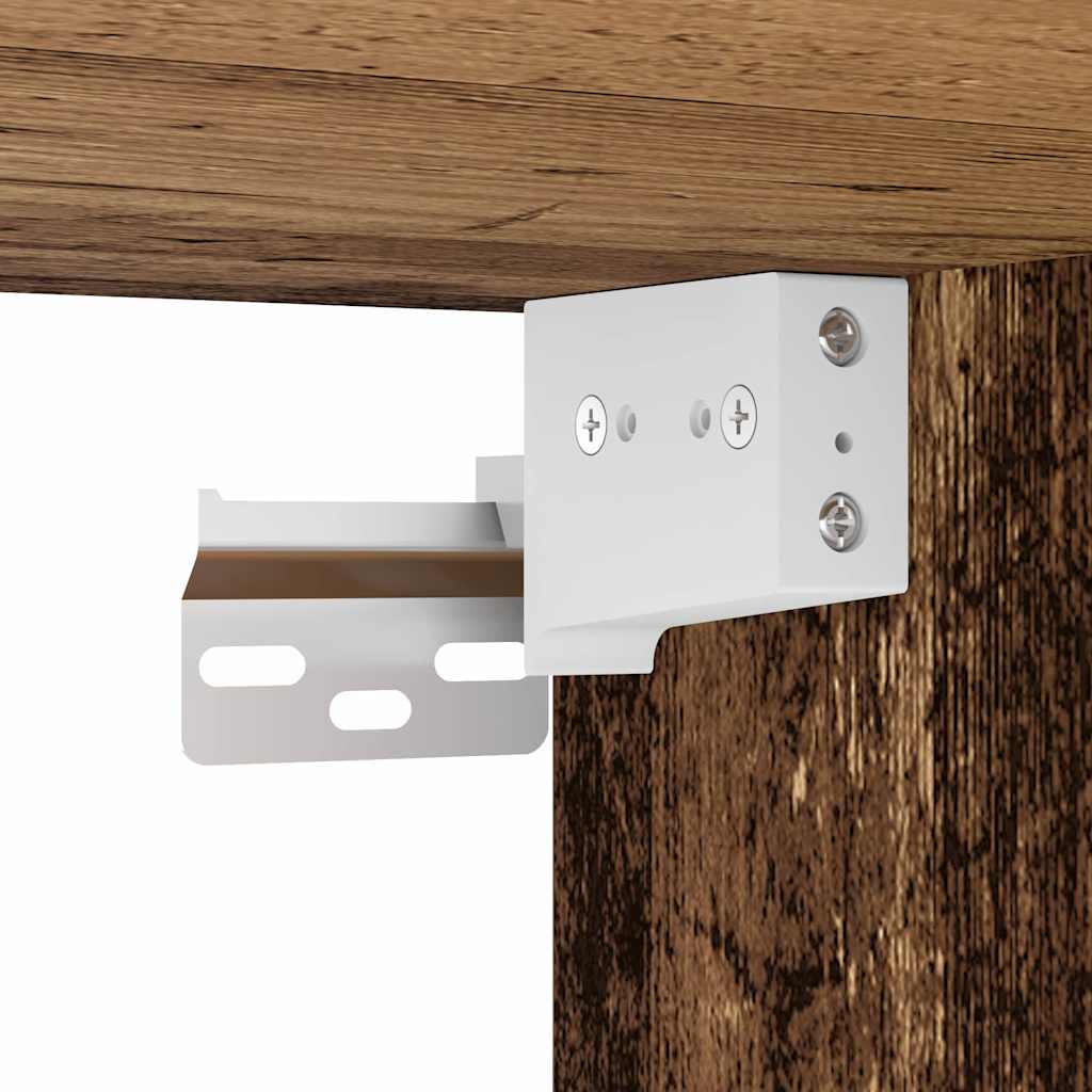 Flydende Hylde Med Led Lys 2 Stk. Brun 40 X 28,5 X 40 Cm